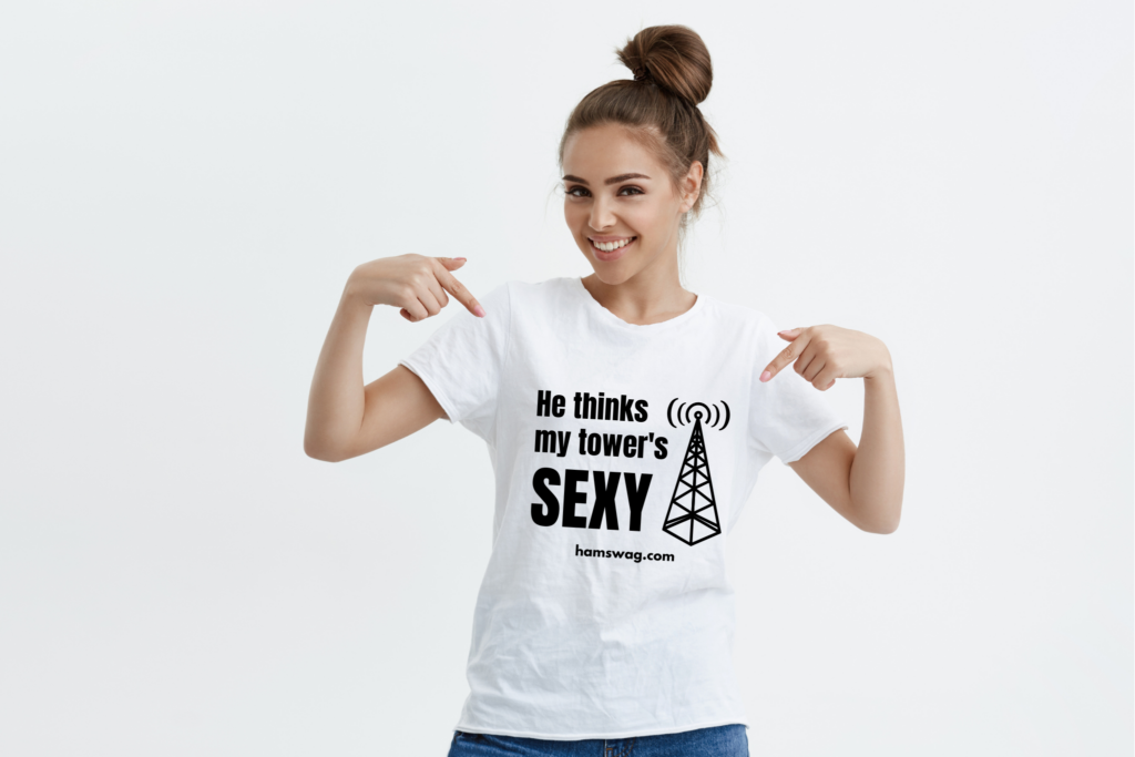 Ladies "He thinks" White T-shirt now available in the swag shop.